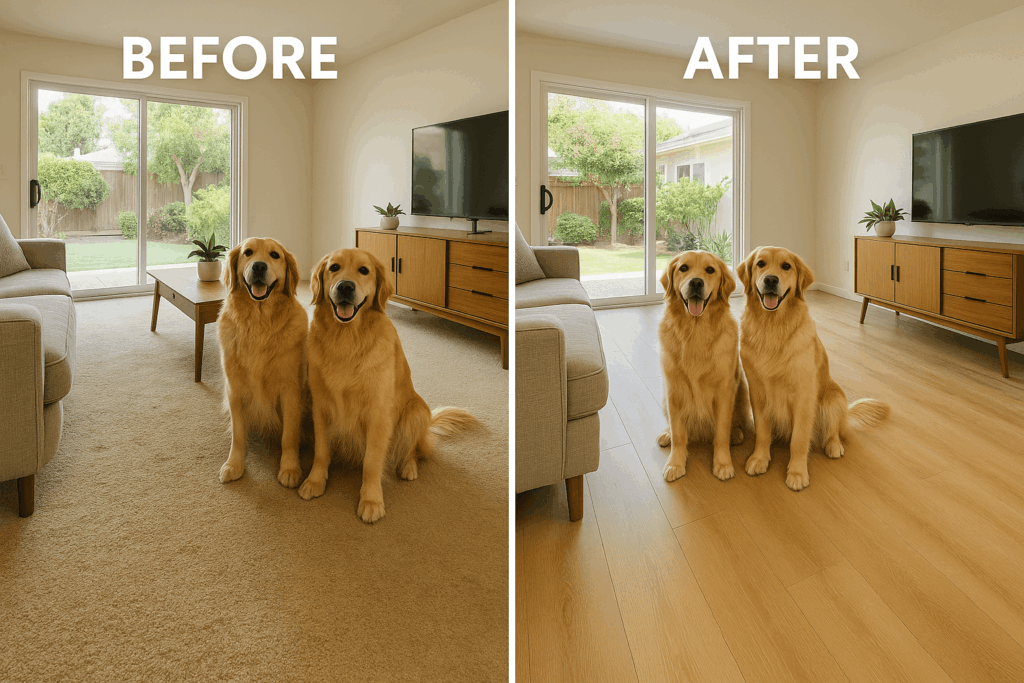 2 Golden Retrievers on a LVP